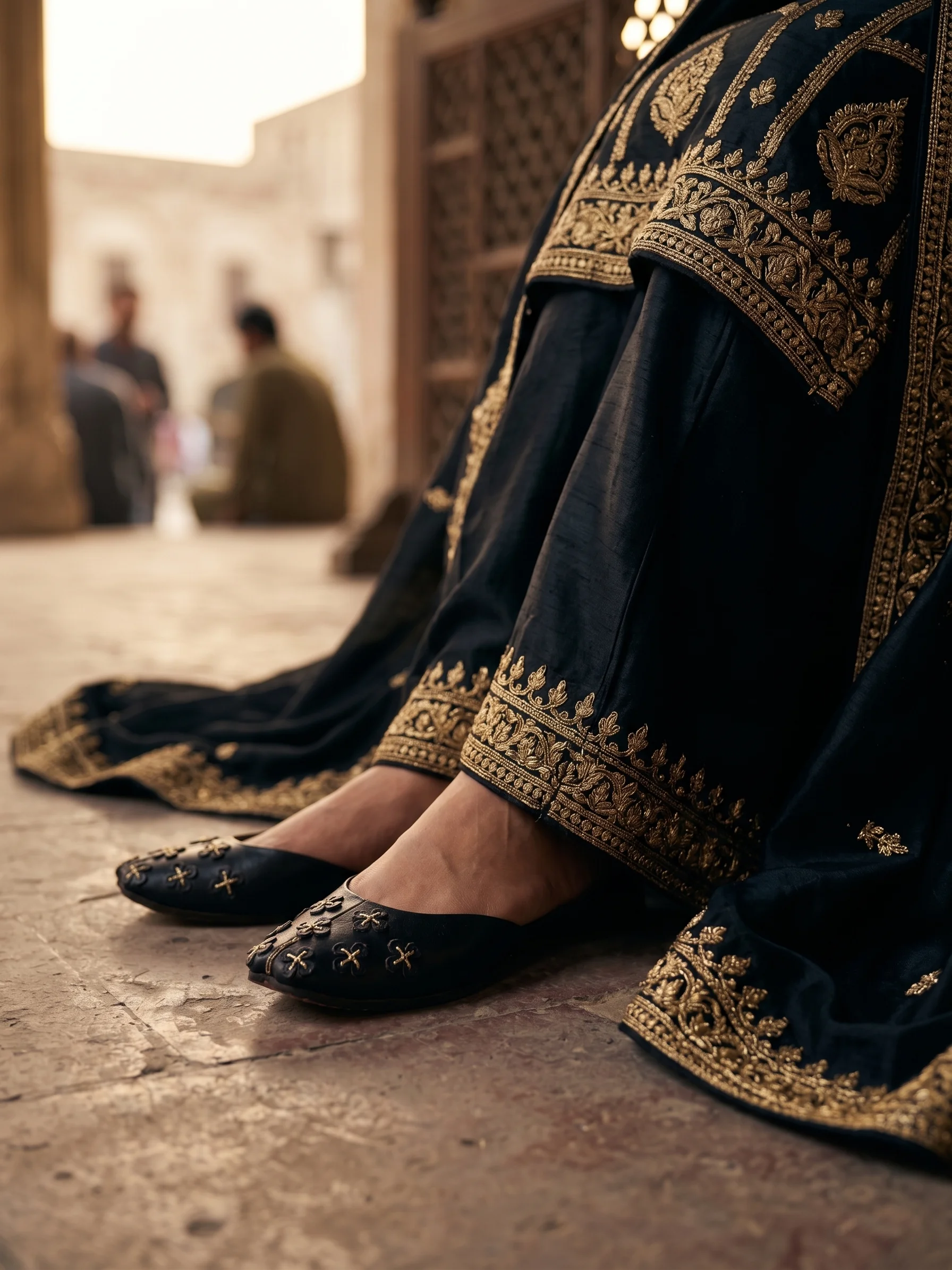 Black Khussa – Traditional Pakistani Embroidered Khussa - Image 3