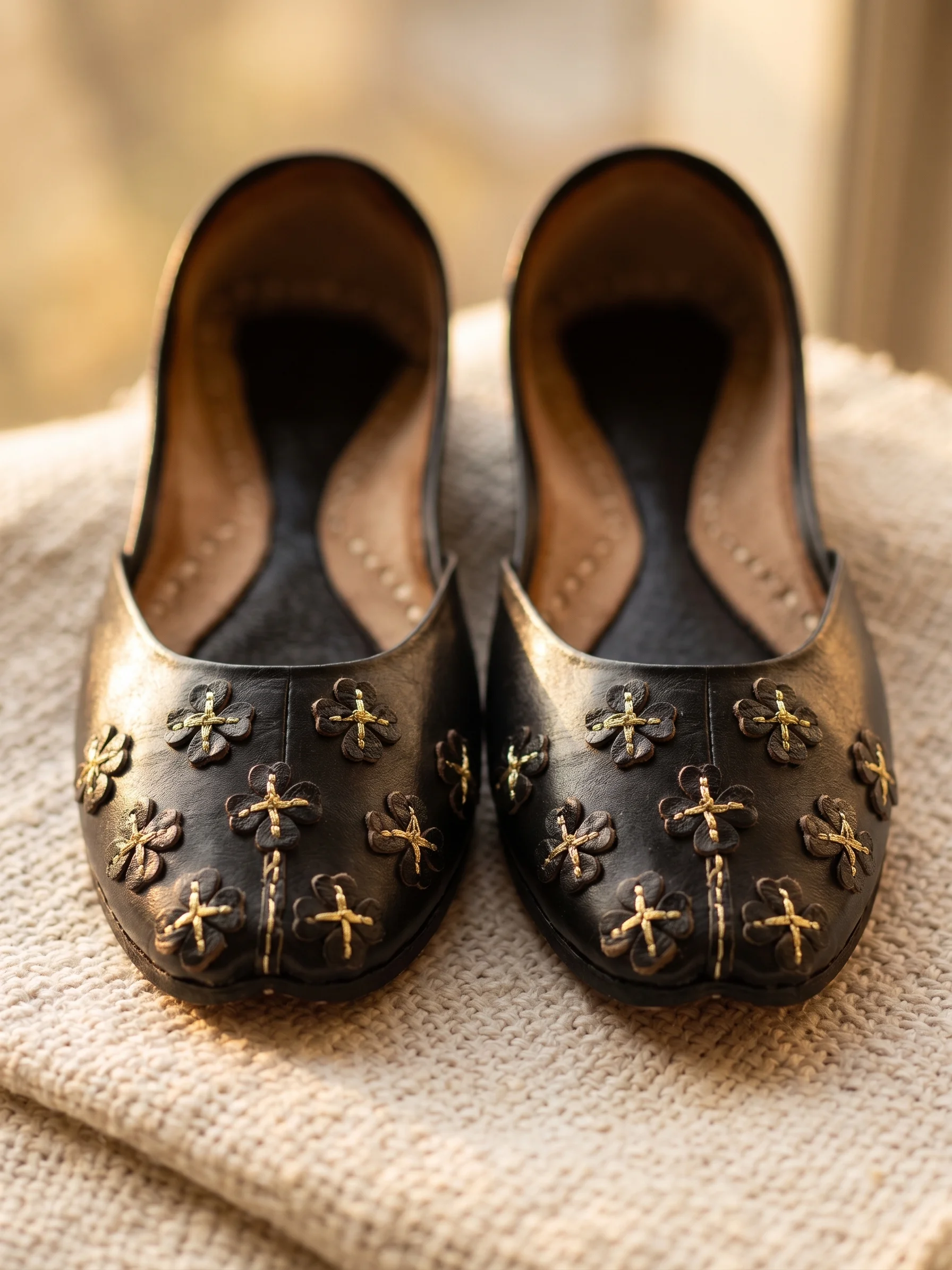Black Khussa – Traditional Pakistani Embroidered Khussa