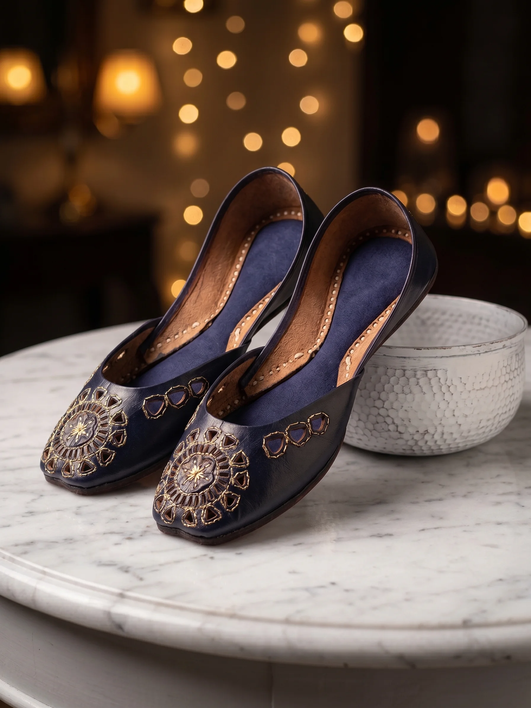 Blue Khussa – Traditional Pakistani Embroidered Khussa - Image 2