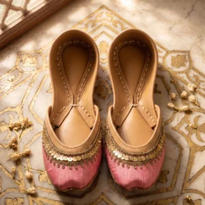 Elegant Pink Embellished Khussa for Women