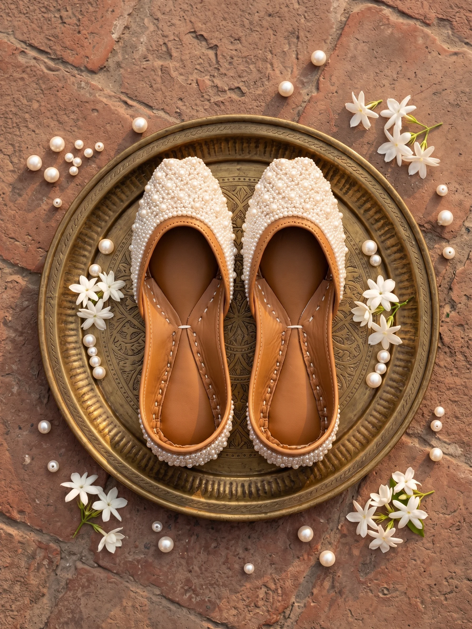 Handcrafted White Pearl Embellished Jutti for Women | Bridal & Party Wear - Image 3