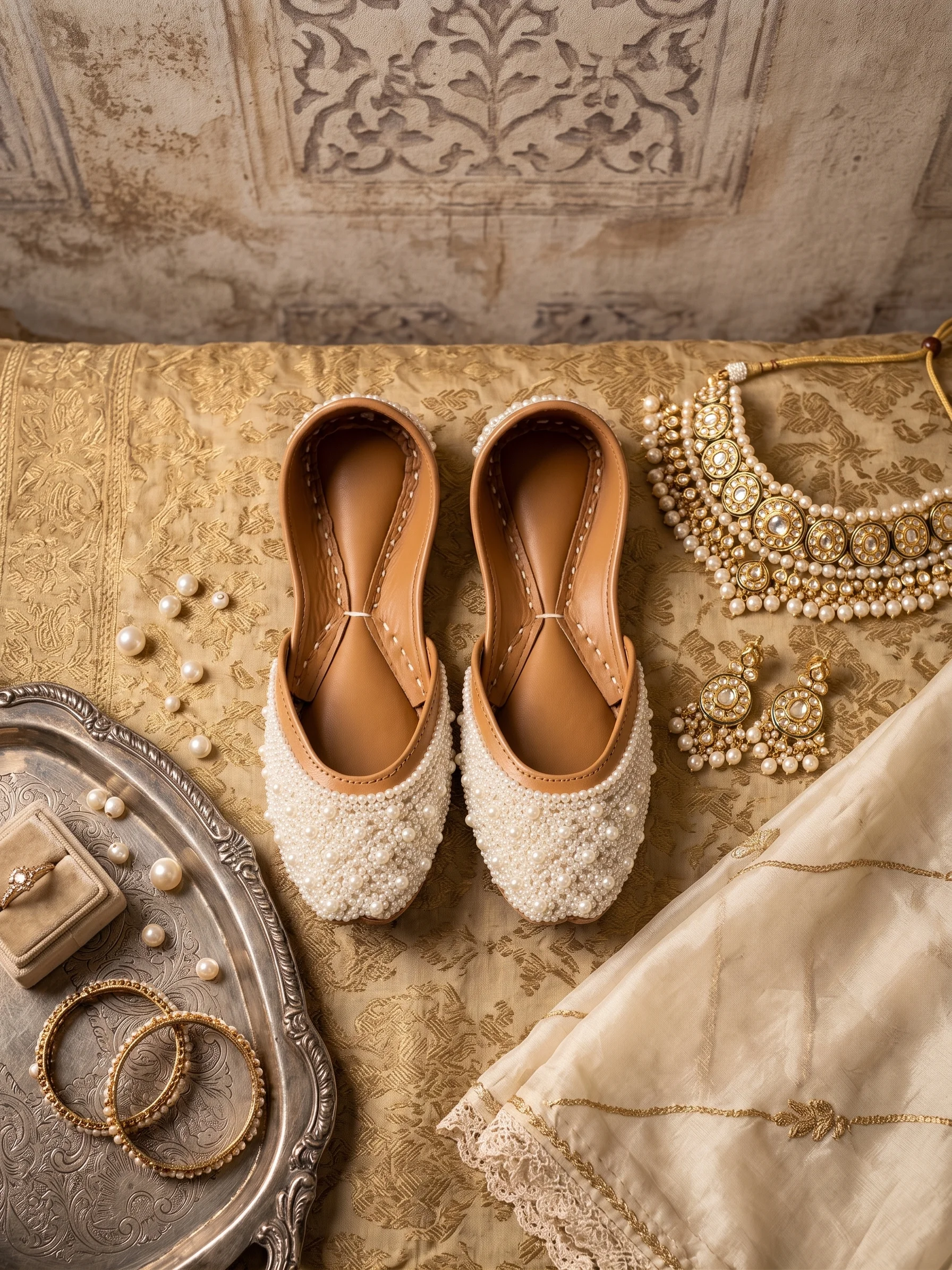 Handcrafted White Pearl Embellished Jutti for Women | Bridal & Party Wear - Image 5