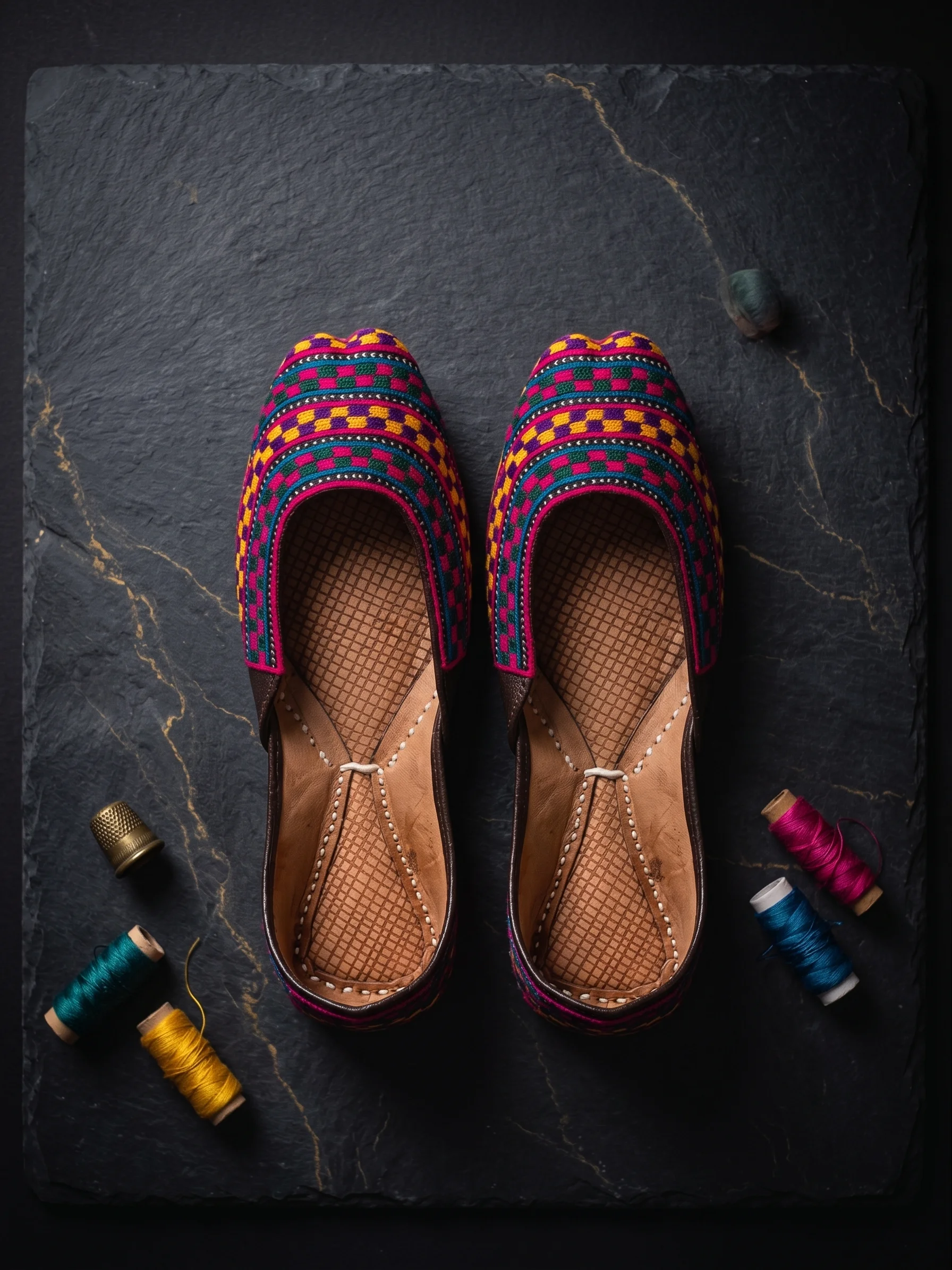 Phulkari Bloom Khussa – Handcrafted Multicolor Thread Embroidered Jutti for Women - Image 5