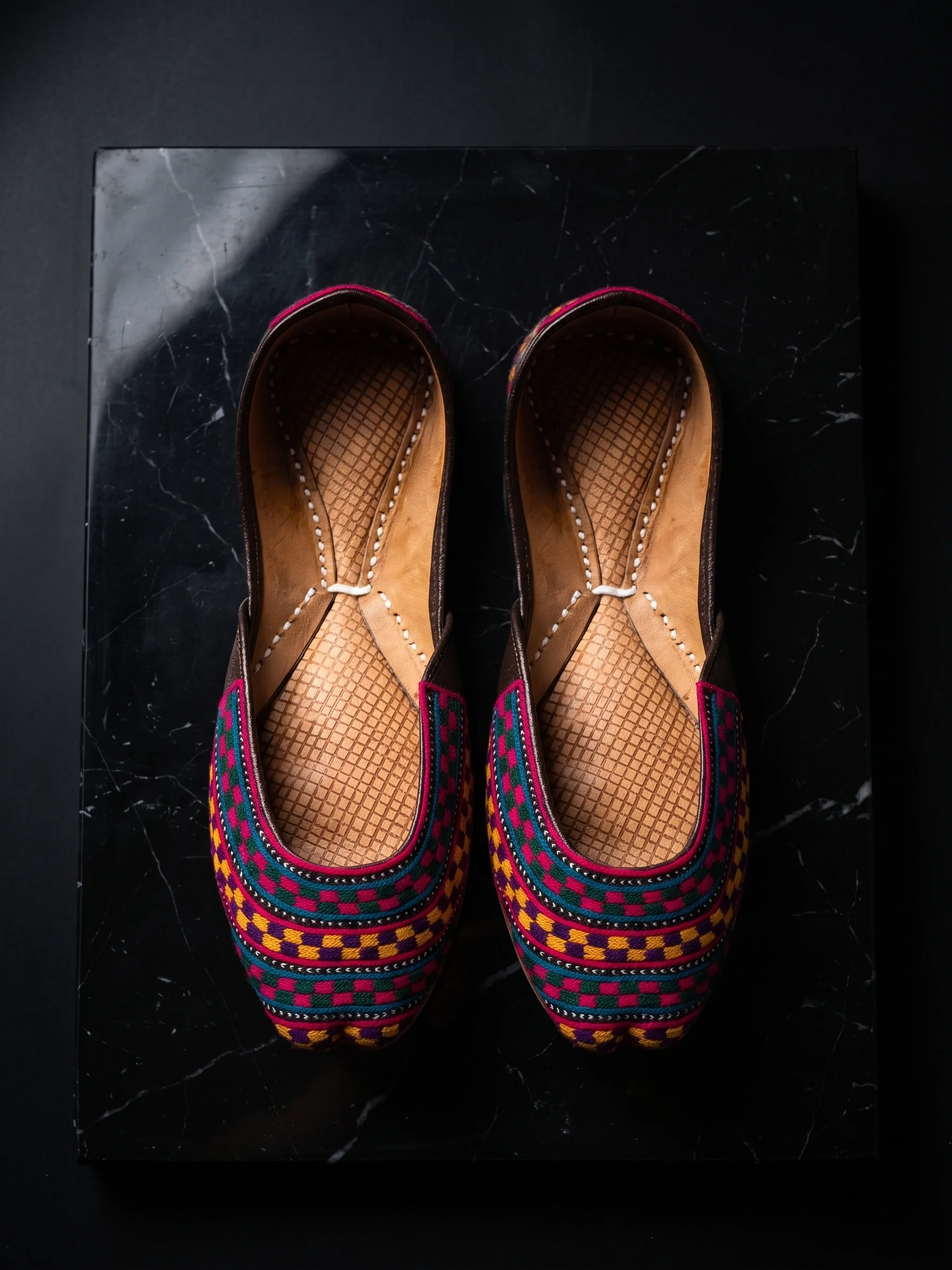 Phulkari Bloom Khussa – Handcrafted Multicolor Thread Embroidered Jutti for Women - Image 4