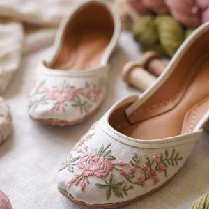 Gul-e-Noor – Handcrafted Floral Embroidered Khussa for Women